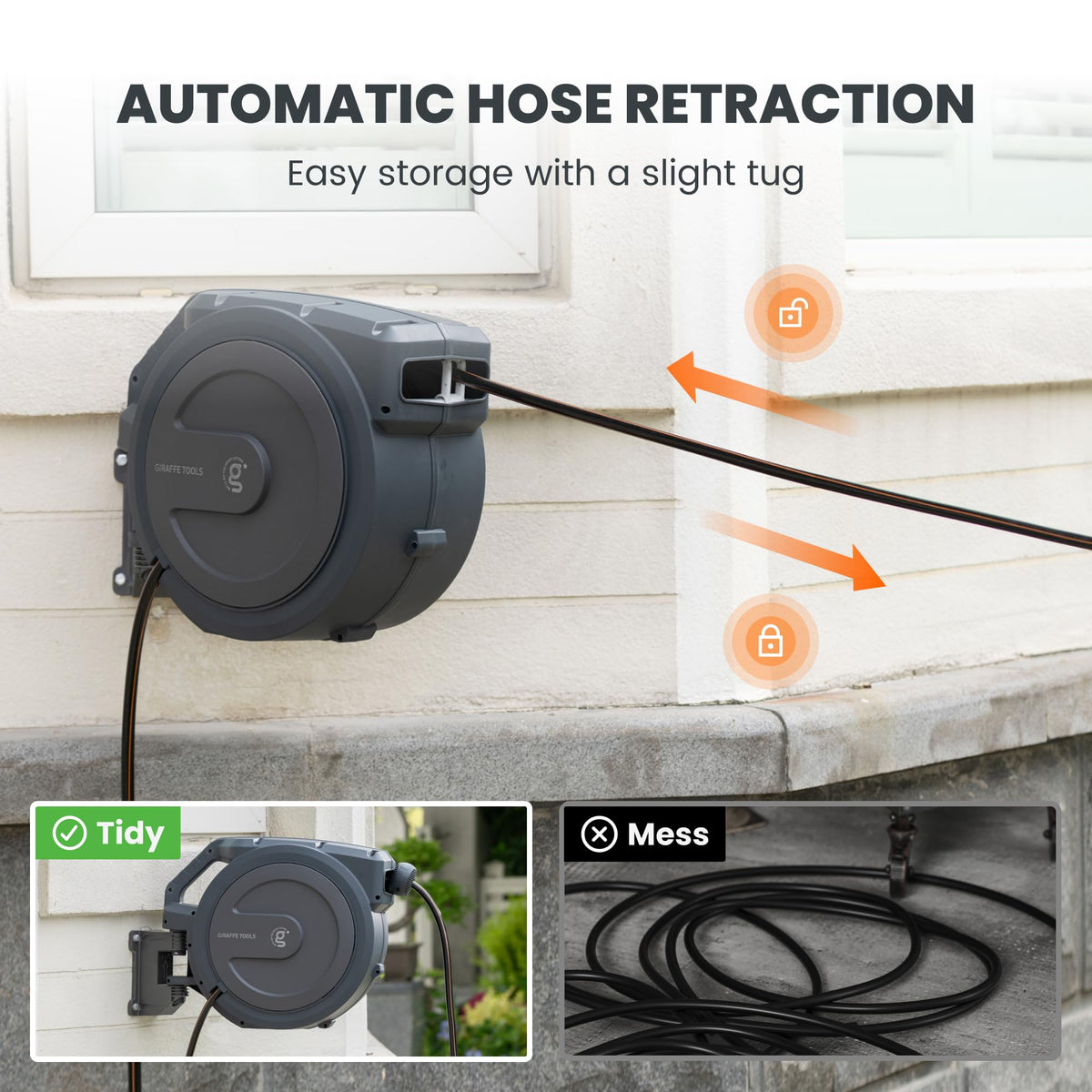 1/2" 100FT Retractable Garden Hose Reel G6575