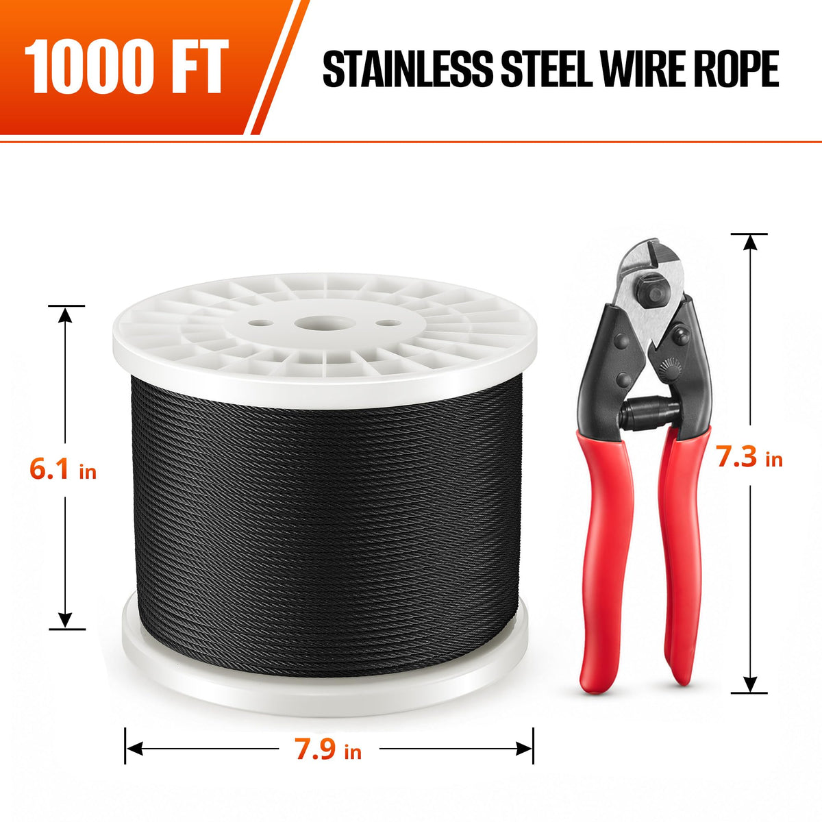 Black Stainless Steel Cable 1000FT G591
