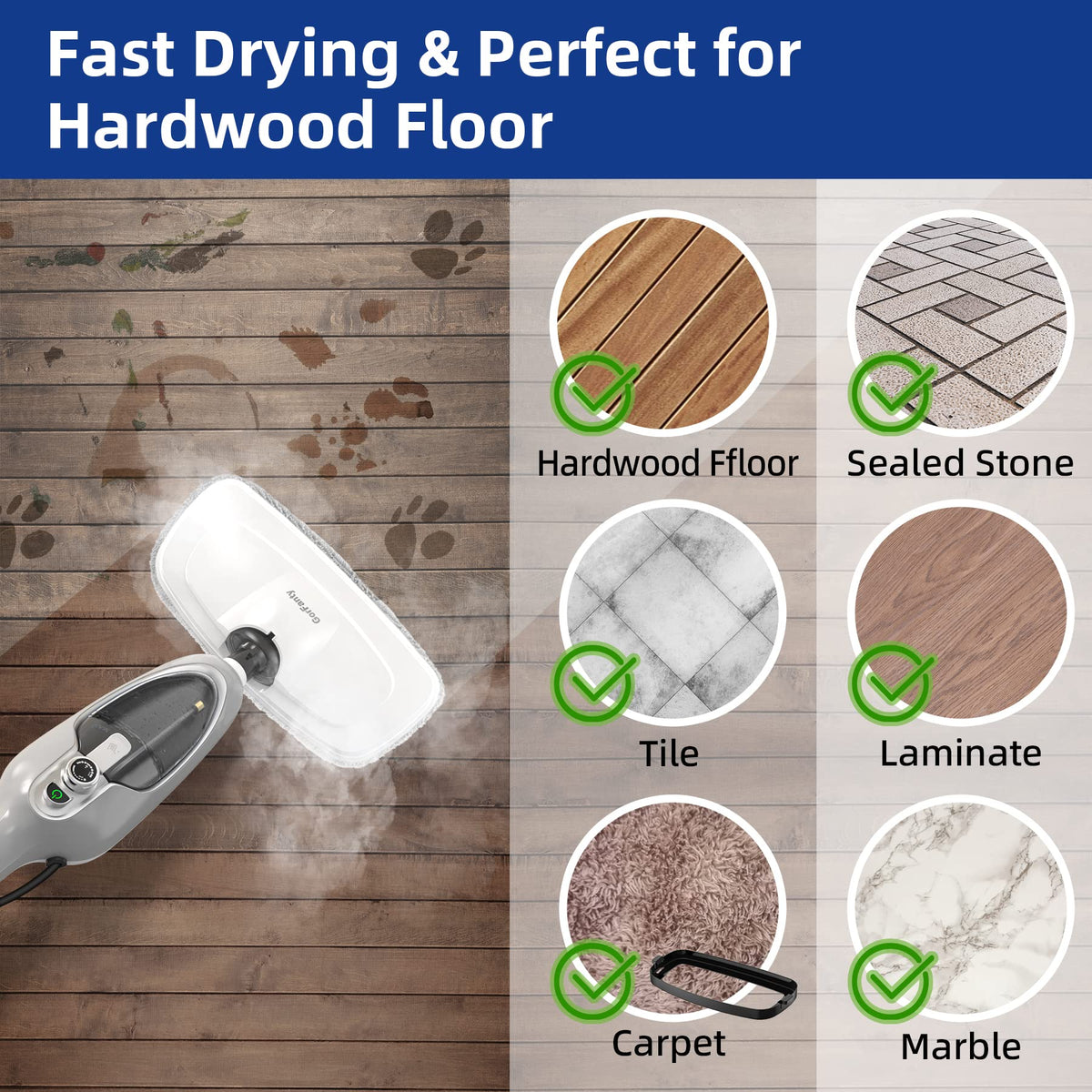 10-in-1 Handheld Steam Mop with 11 Accessories B7758