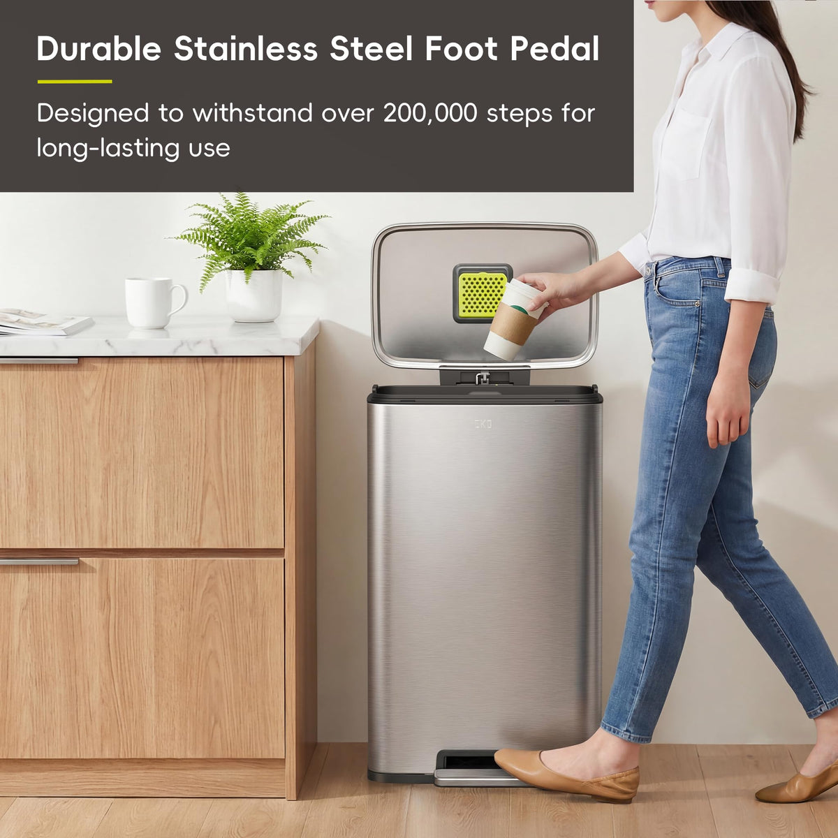 Matte Stainless 50 Liter Step Trash Can F10008