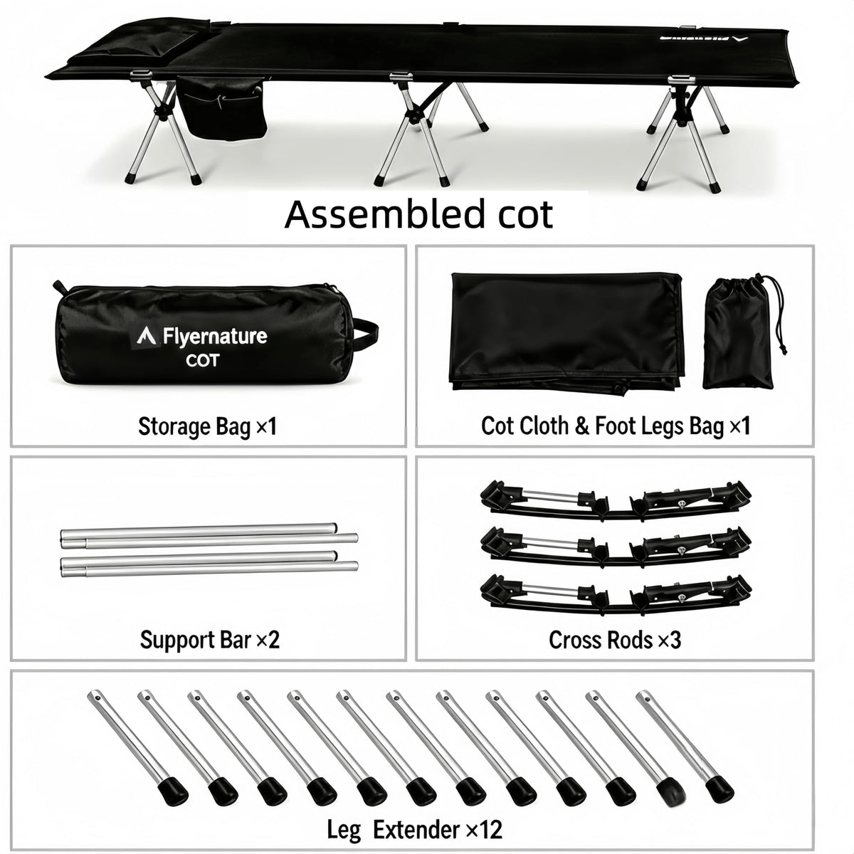 Lightweight Foldable Camping Cot 300 lbs Capacity P19355