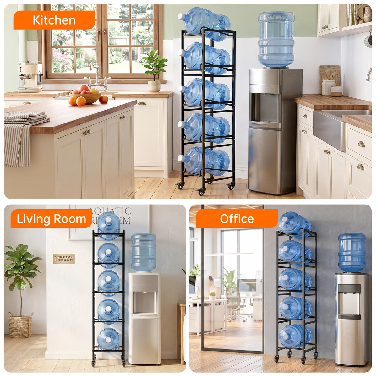5 Gallon Water Jug Holder with 4 Locking Casters E22408
