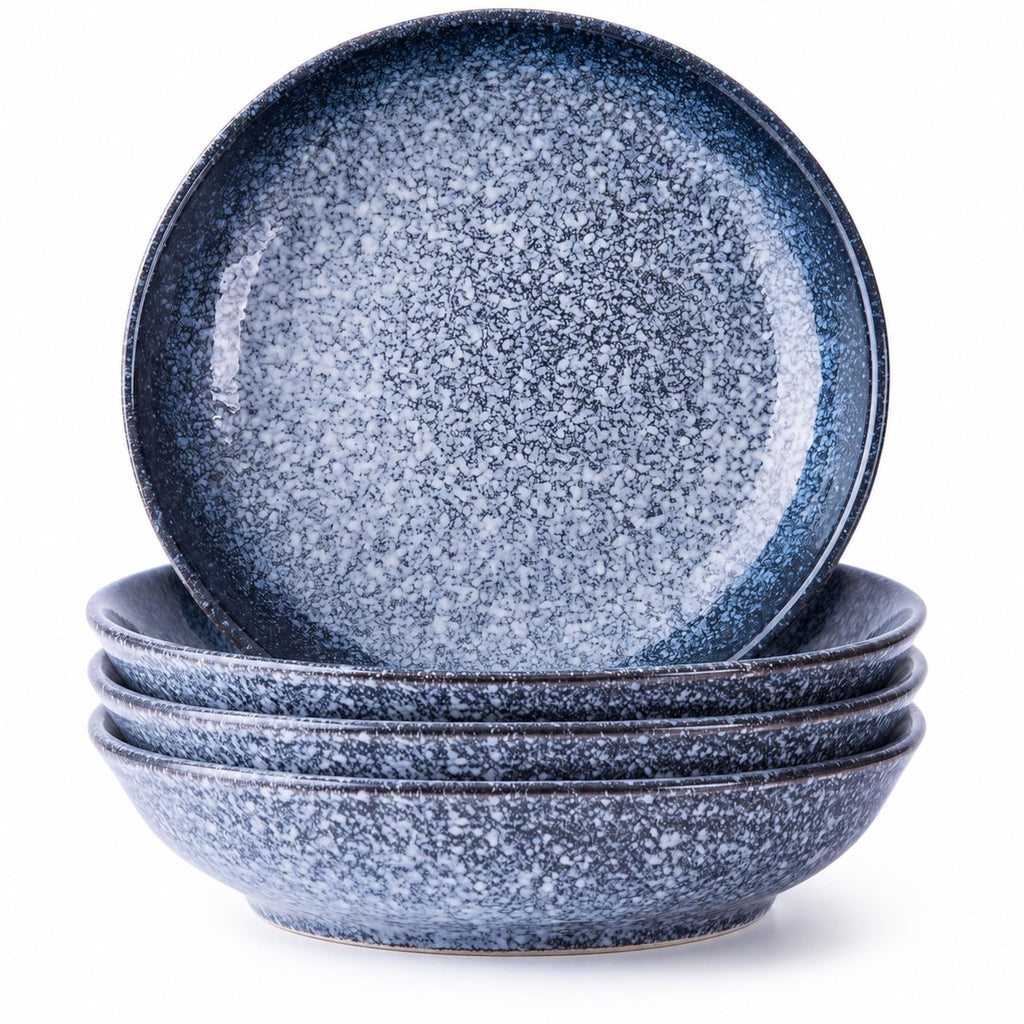 8-Inch Ceramic Pasta Bowls, Set of 4, Blue Glaze F73326