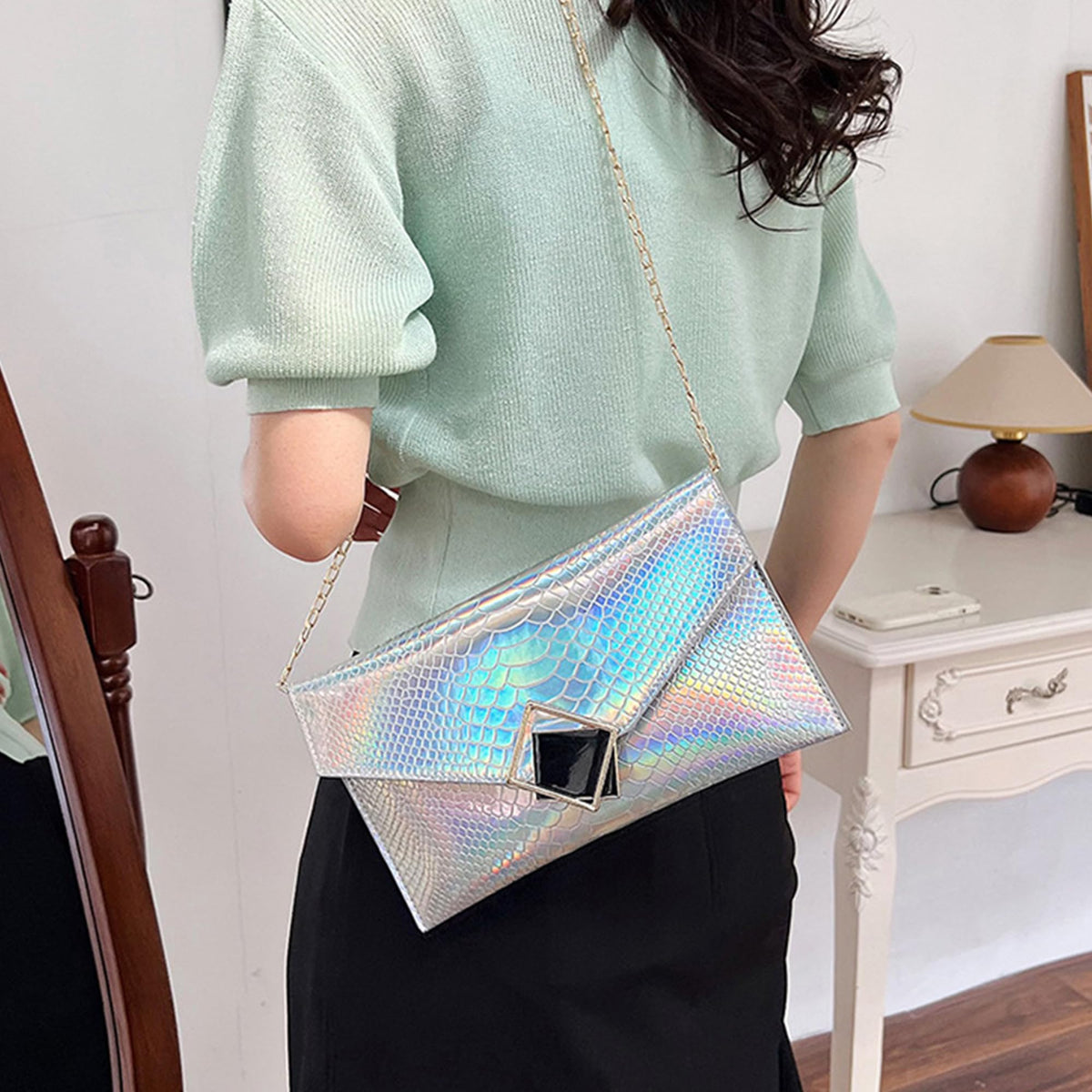 Genuine Leather Envelope Clutch O568