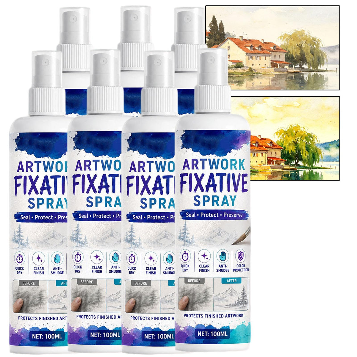 Quick-Dry Smudge-Proof Clear Matte Fixative Spray (7PCS) Y76683