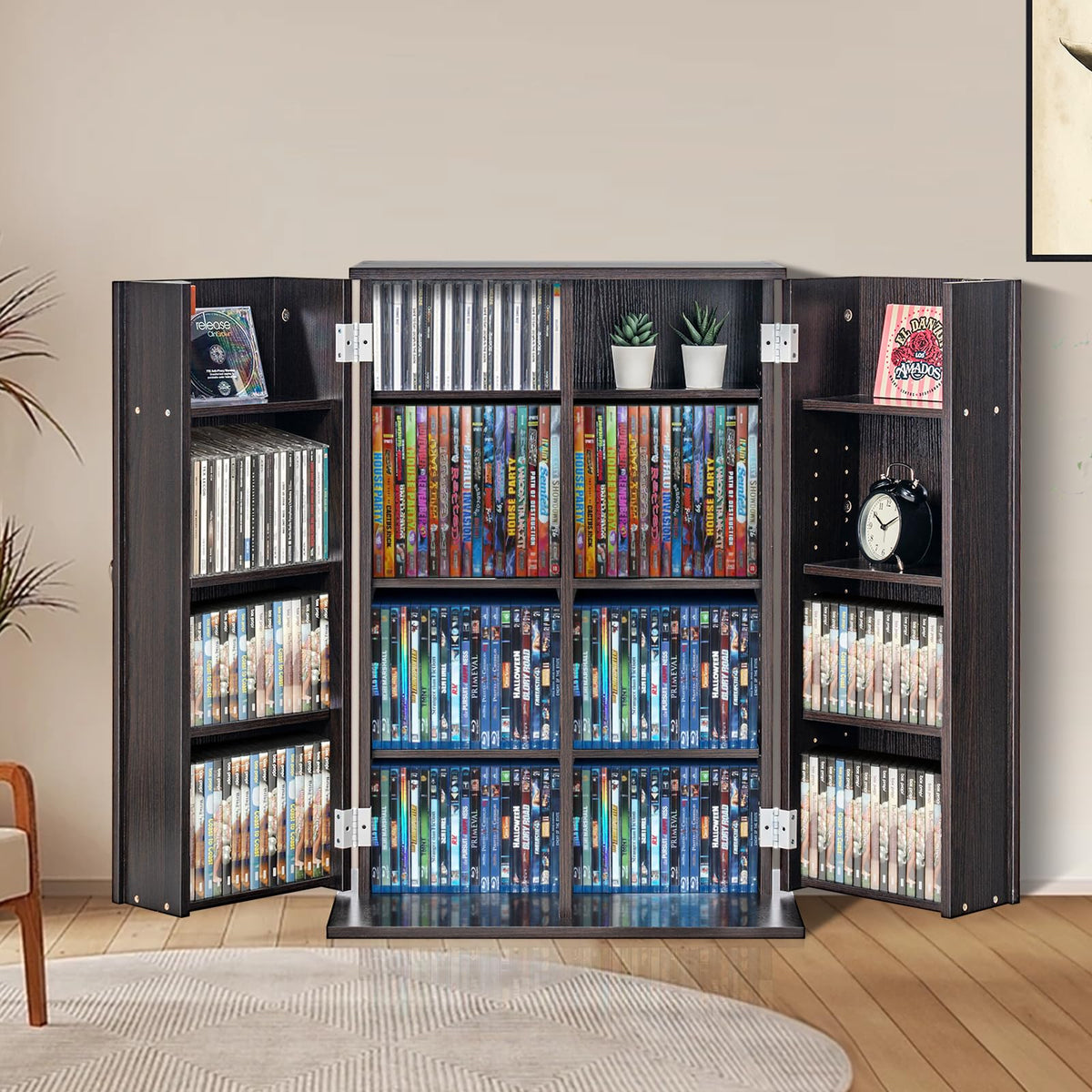 Espresso Media Storage Cabinet with Doors and Shelves B602644