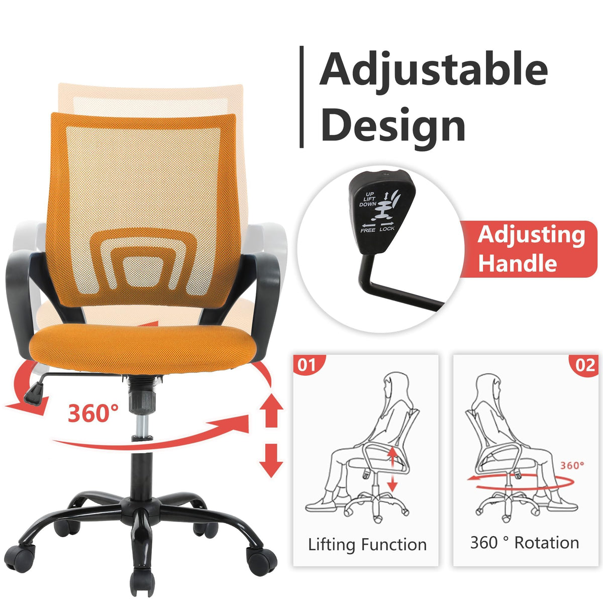 Orange Mesh Ergonomic Office Chair S3679