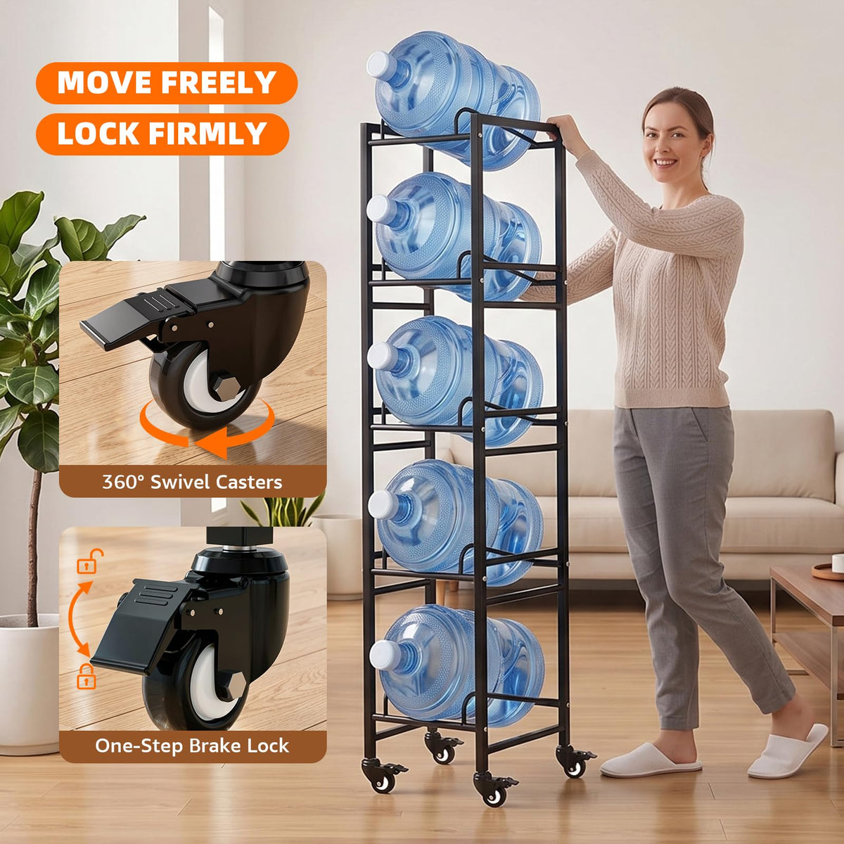 5 Gallon Water Jug Holder with 4 Locking Casters E22408