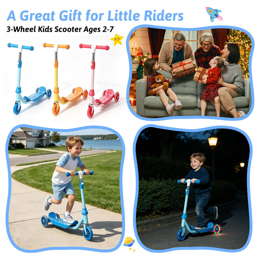 3-Wheel Kids Scooter Ages 2-7 Blue L943750