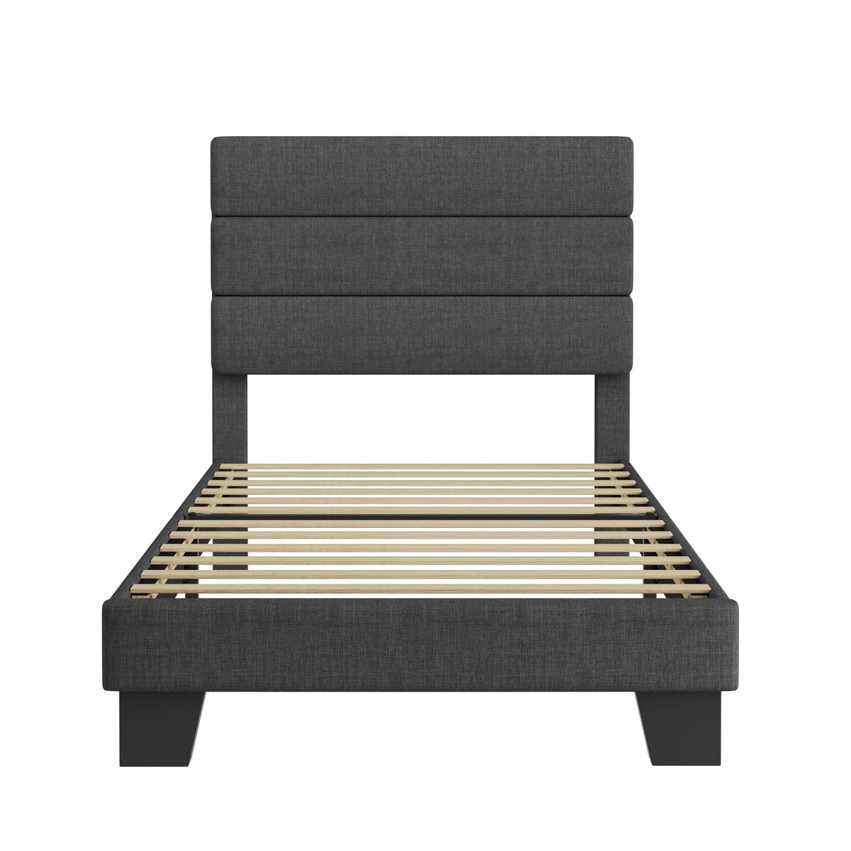 Twin Platform Bed Frame with Upholstered Fabric Headboard S713602