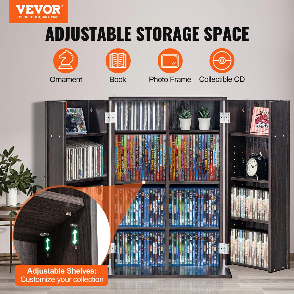 Espresso Media Storage Cabinet with Doors and Shelves B602644