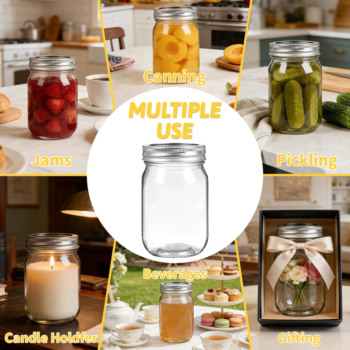12 oz Regular Mouth Mason Jars 20 Pack P988593