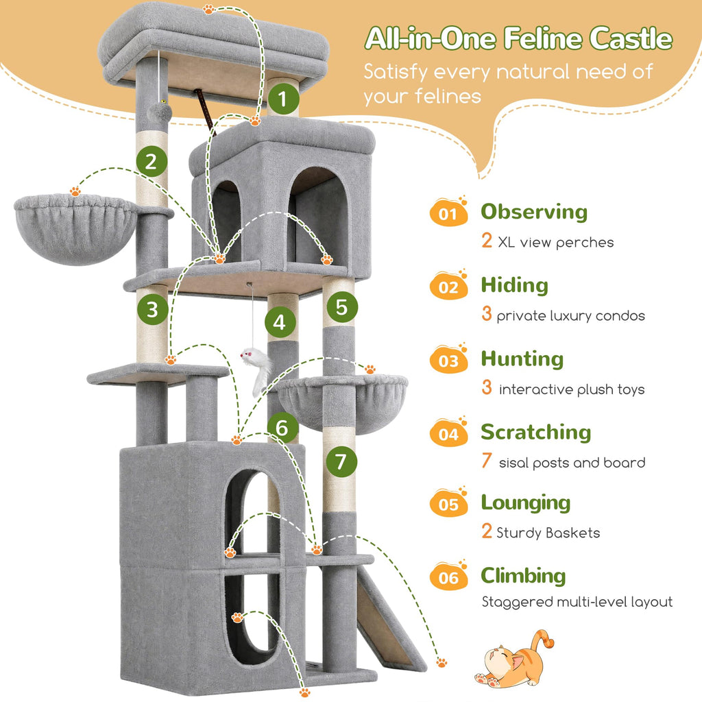70 inch Light Grey Cat Tree Condos B663764