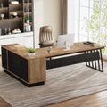71-Inch L-Shaped Executive Desk with Cabinet J302023
