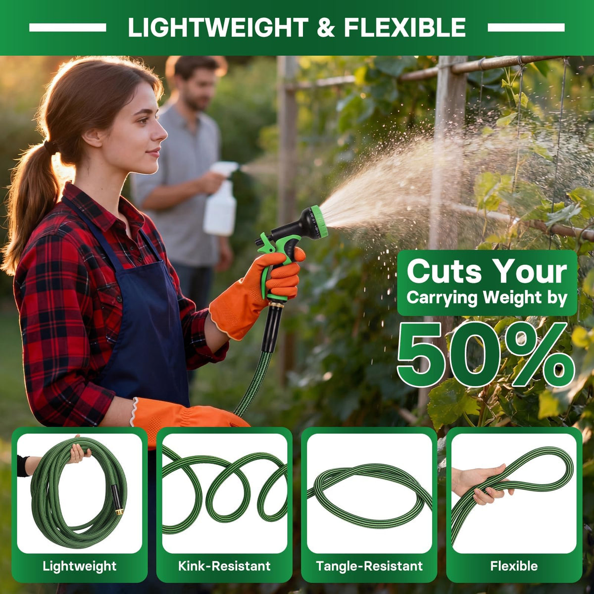 100 ft Flexible Non-Expandable Kink-Free Lightweight Garden Hose S79861