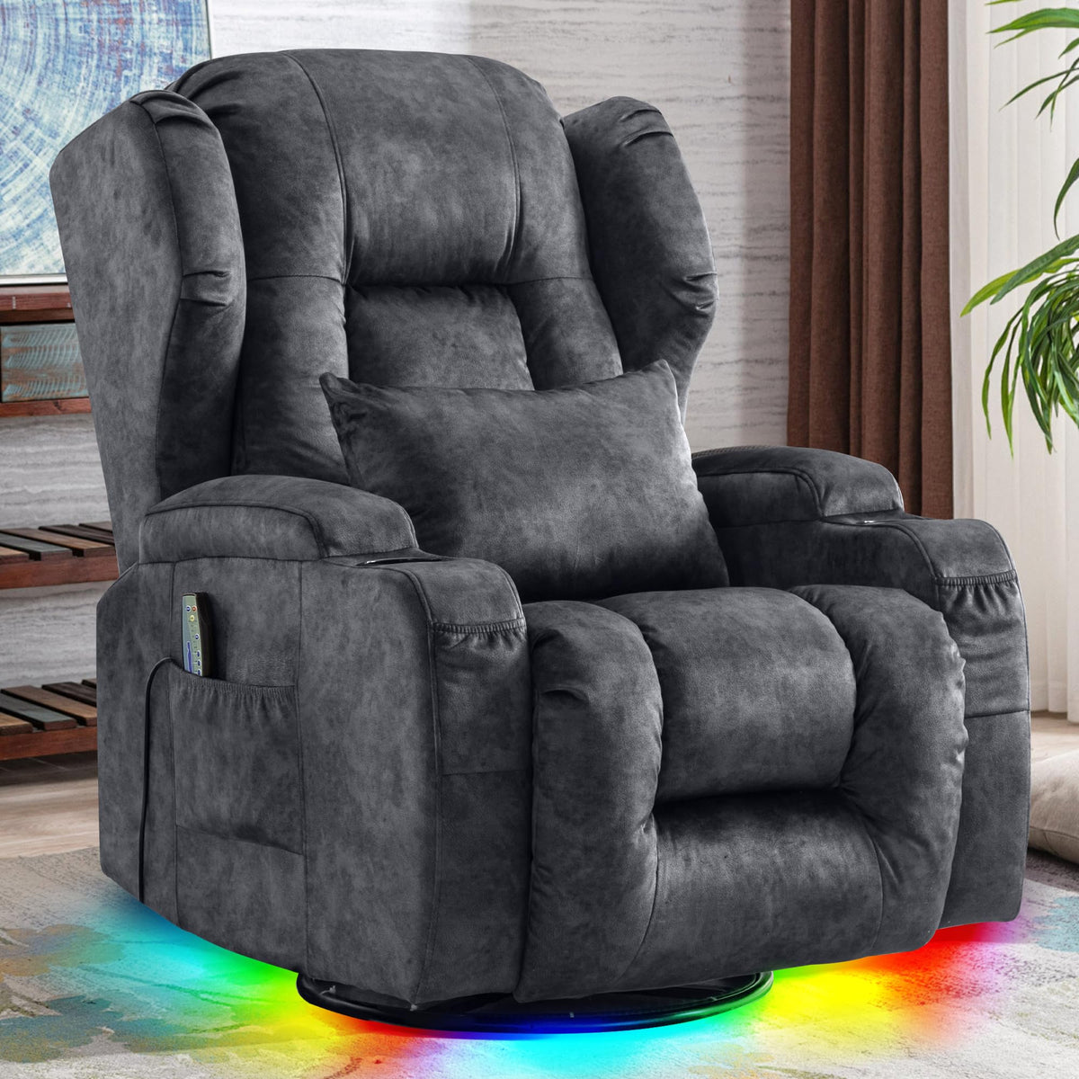 Dual Motor Power Swivel Rocker Recliner Chairs with Massage & Heat W645850