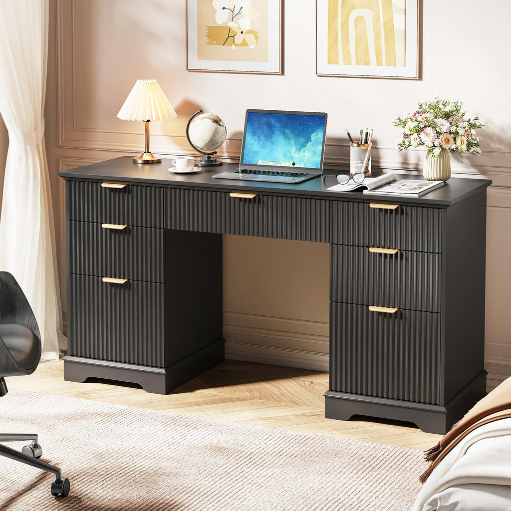 59" Fluted Desk with Storage Drawers M10072
