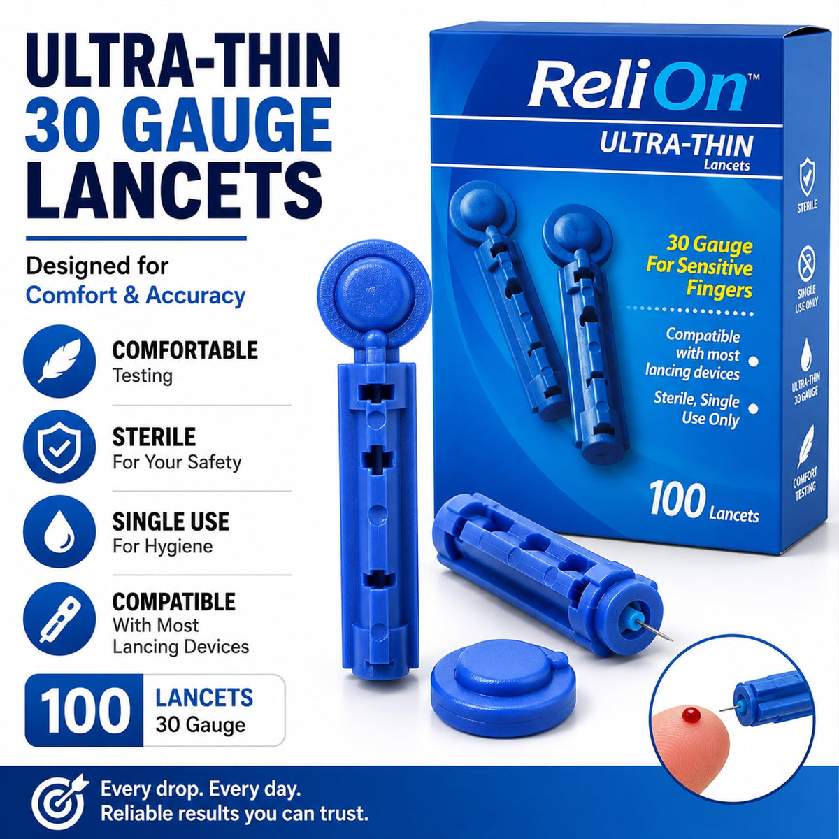 Test Strips 50 count + Lancets for Glucose Monitor Kit P876