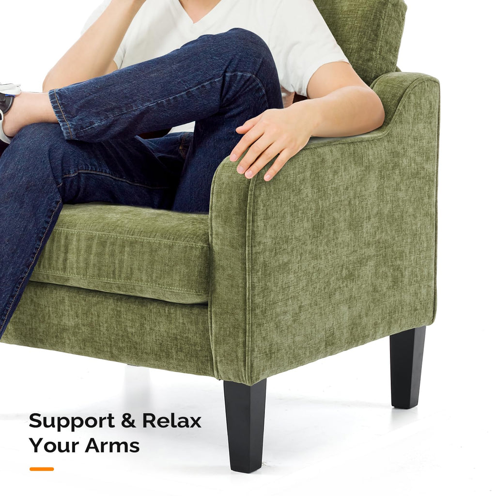 Olive Green Chenille Accent Chairs Set of 2 X384240