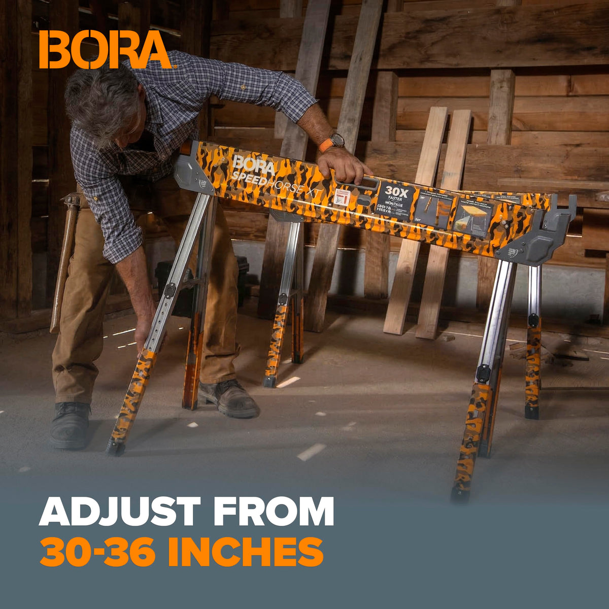 Adjustable Height Folding Sawhorse 2 Pack W219