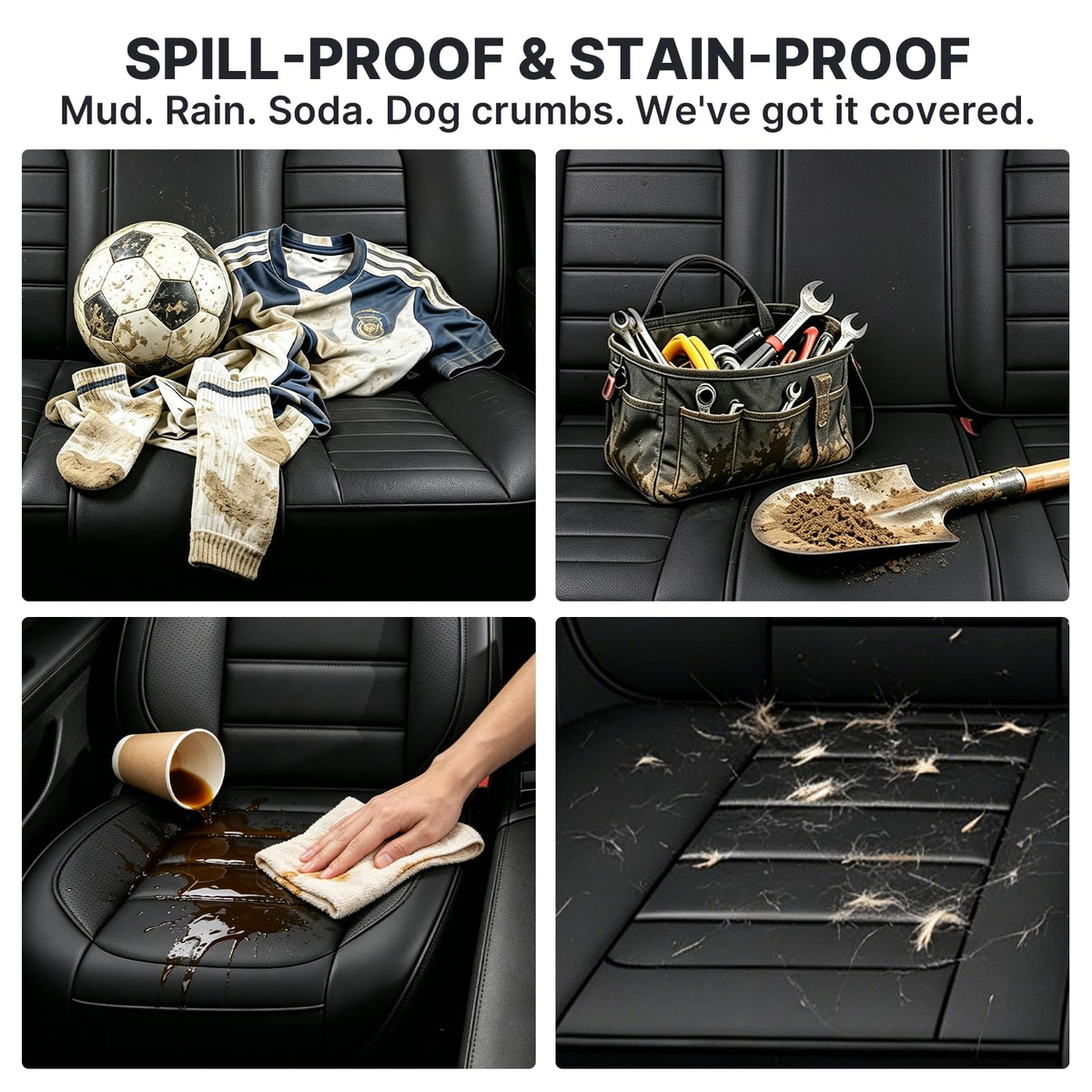 Waterproof Leather Car Seat Covers Set of 5 N6322