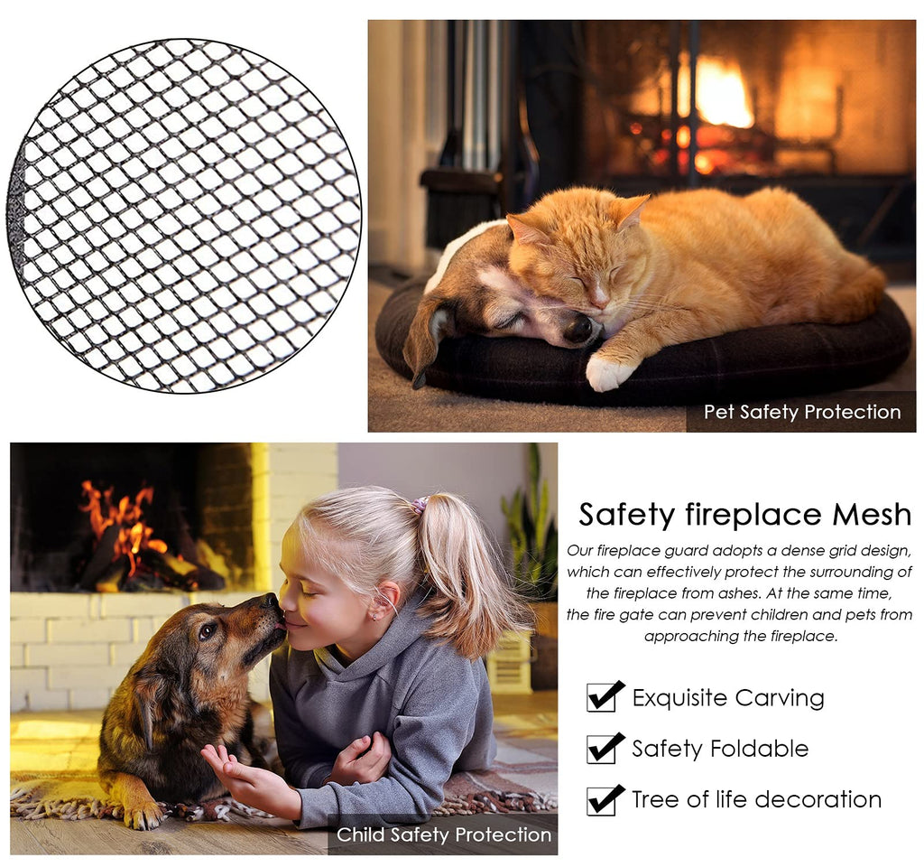 60 Inch Black 3 Panel Fireplace Screen Y854