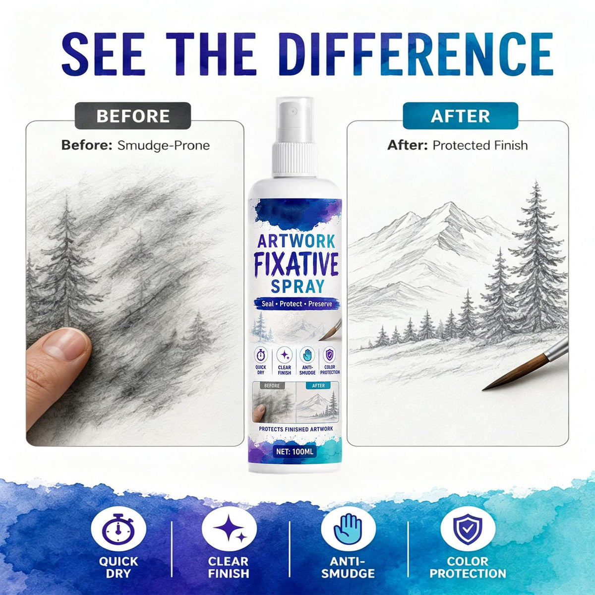 Quick-Dry Smudge-Proof Clear Matte Fixative Spray (7PCS) Y76683