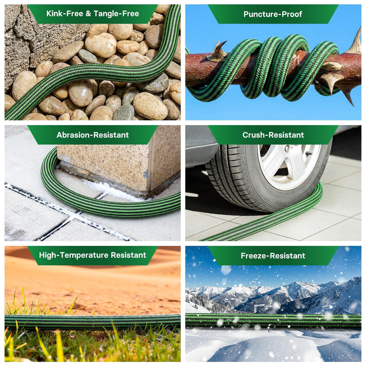 100 ft Flexible Non-Expandable Kink-Free Lightweight Garden Hose S79861