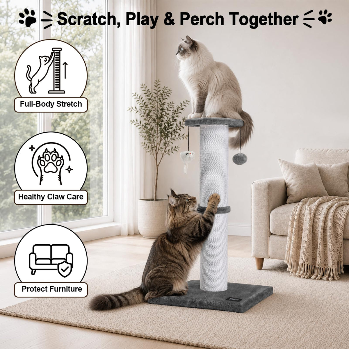 34-Inch Tall Cat Scratching Post Y4866