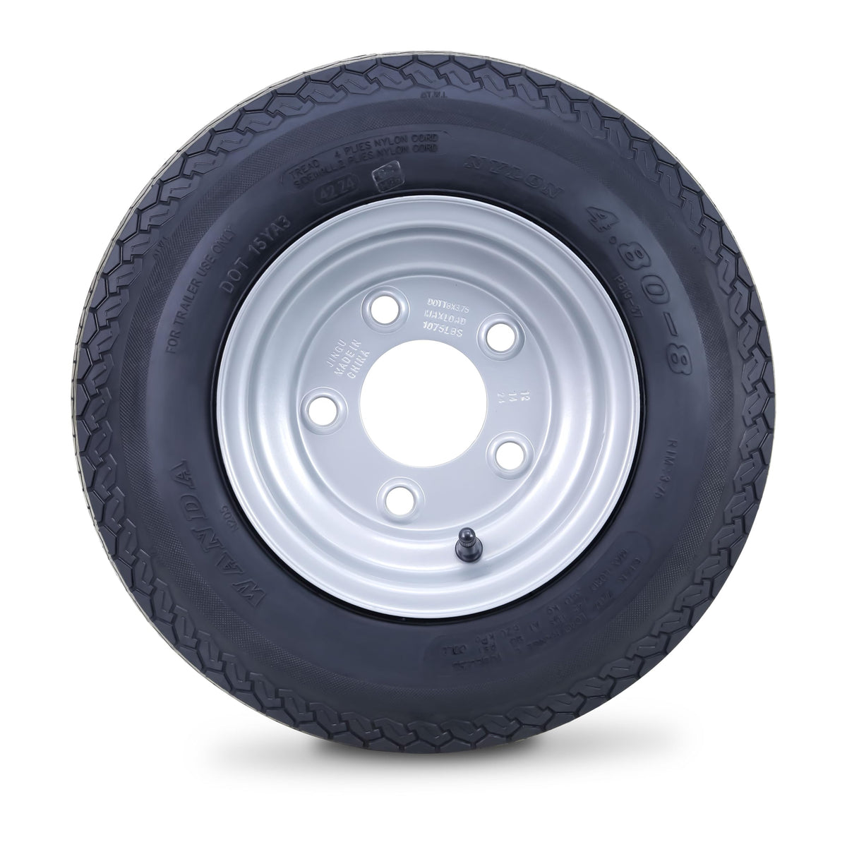 Trailer Tire Wheel 4.80-8 6-Ply 5 Lugs 4.5 Silver Rim Pk2 A30163
