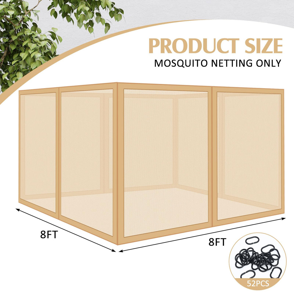 8x8 ft 4 Panel Gazebo Mosquito Netting V54534