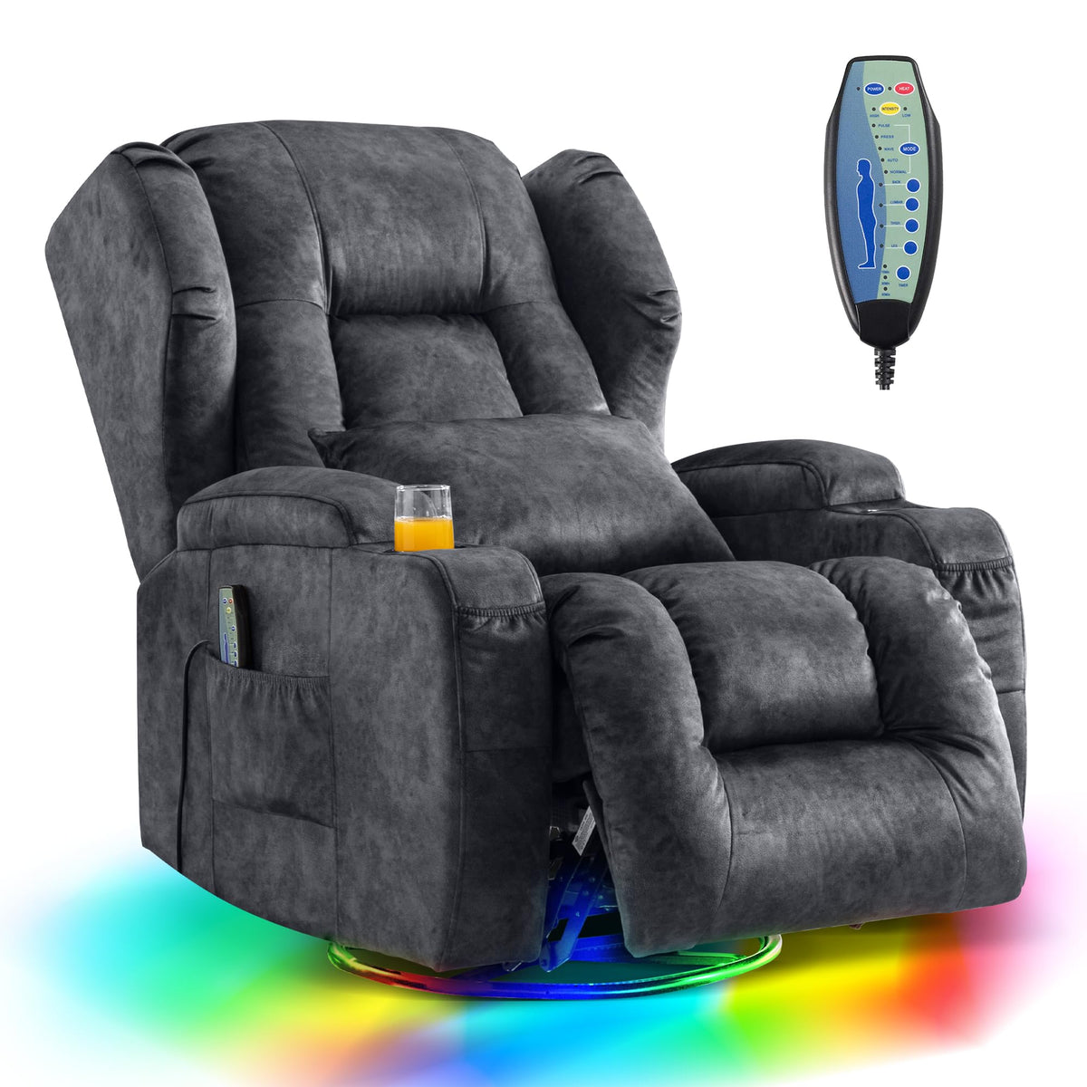Dual Motor Power Swivel Rocker Recliner Chairs with Massage & Heat W645850