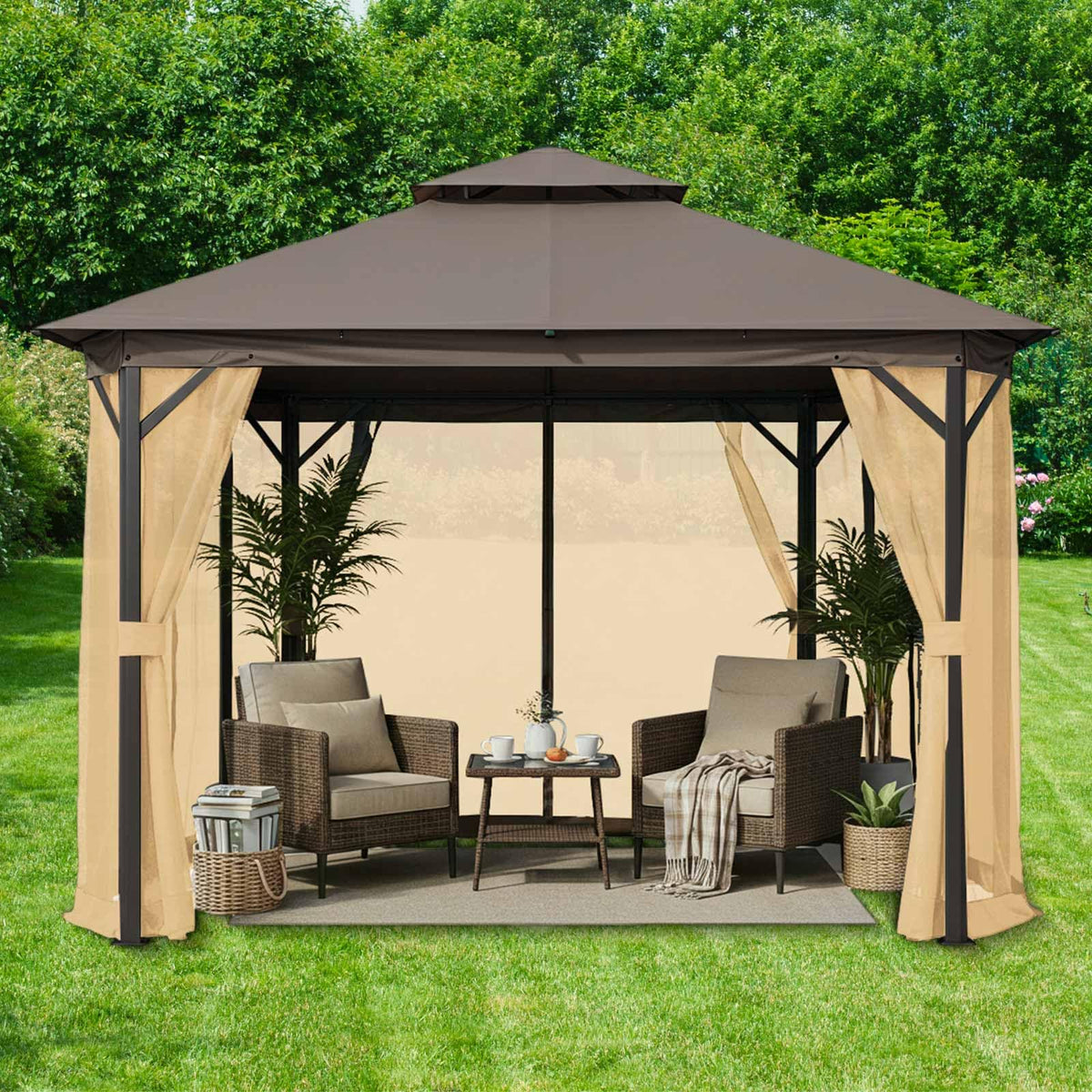 8x8 ft 4 Panel Gazebo Mosquito Netting V54534