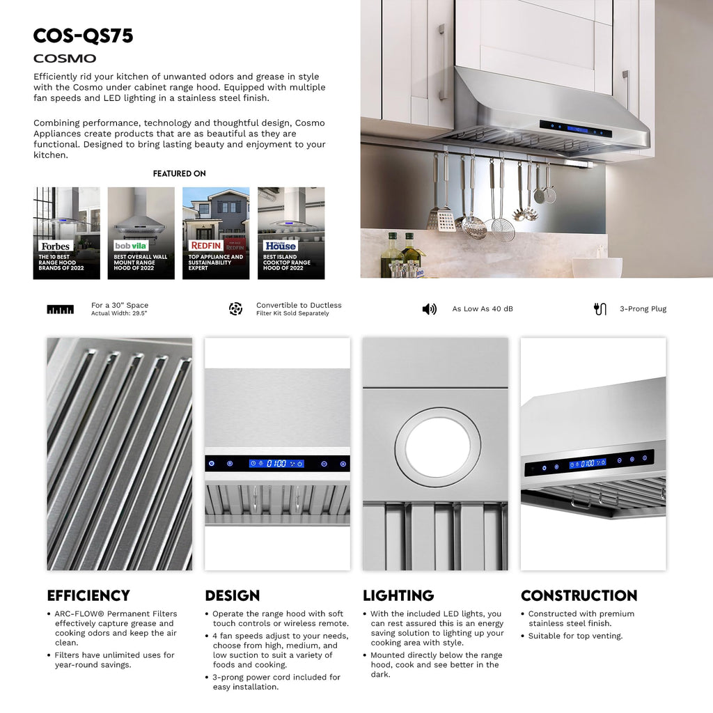 30 in. Ducted Under Cabinet Range Hood Z533