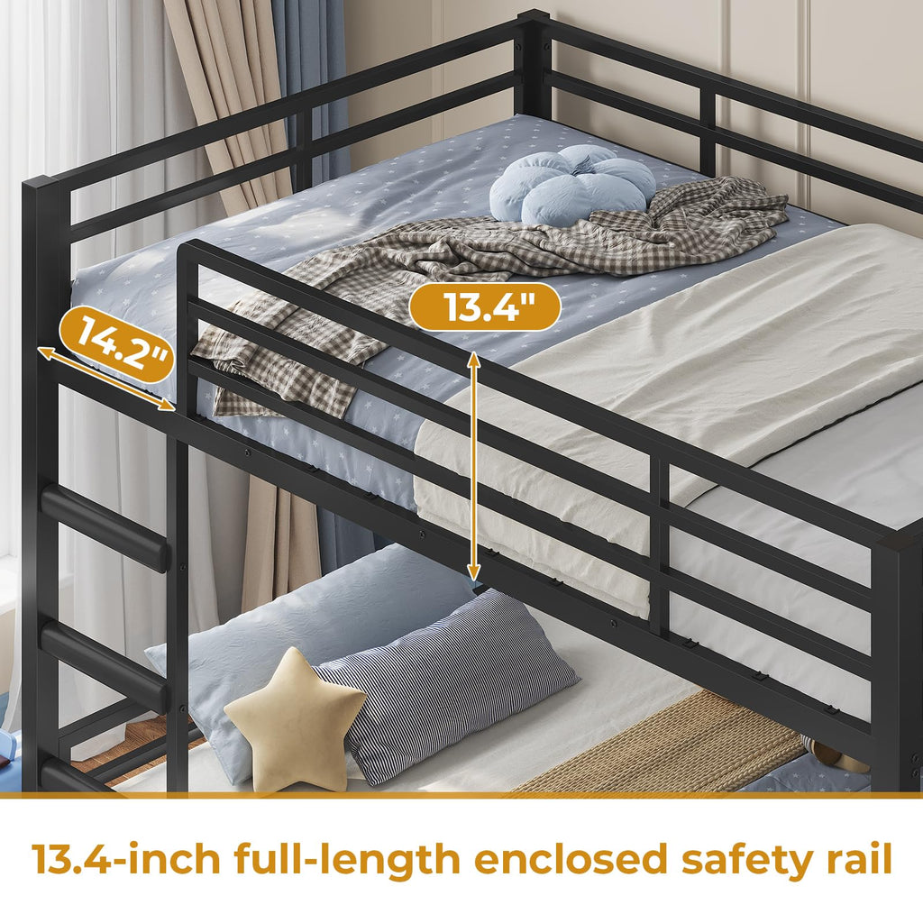 Black Bunk Bed with Bookshelves and Storage Drawers K875527
