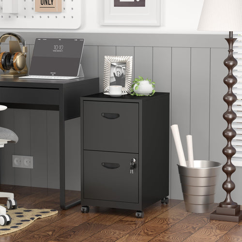 2 Drawer Black Metal File Cabinet with Lock C258