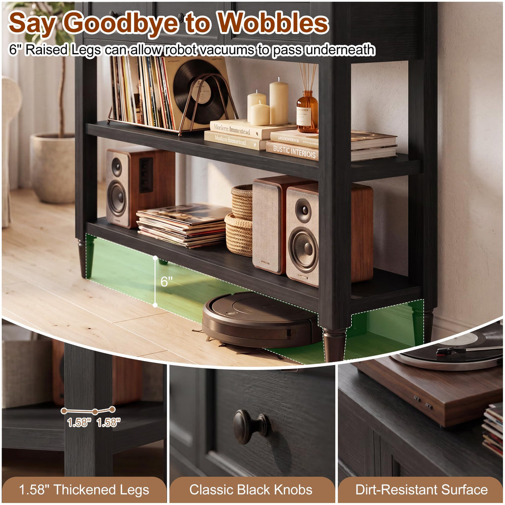 43" Farmhouse Entryway Table with 3 Drawers 2 Shelves A4801