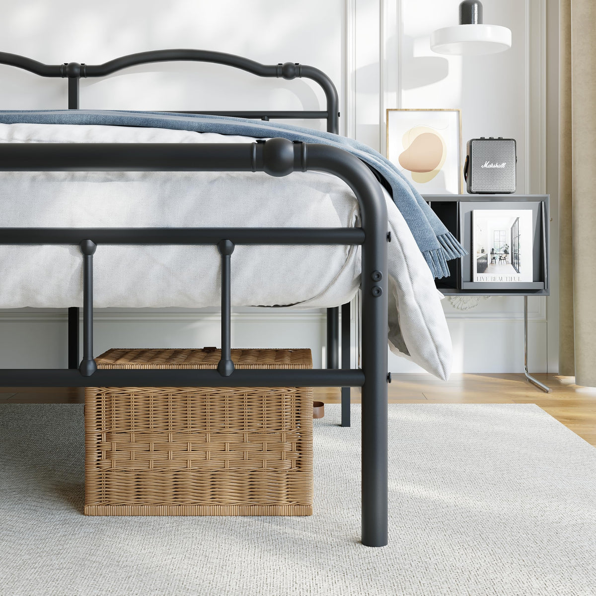 Queen Size 18 Inches Metal Bed Frame with Headboard V517085