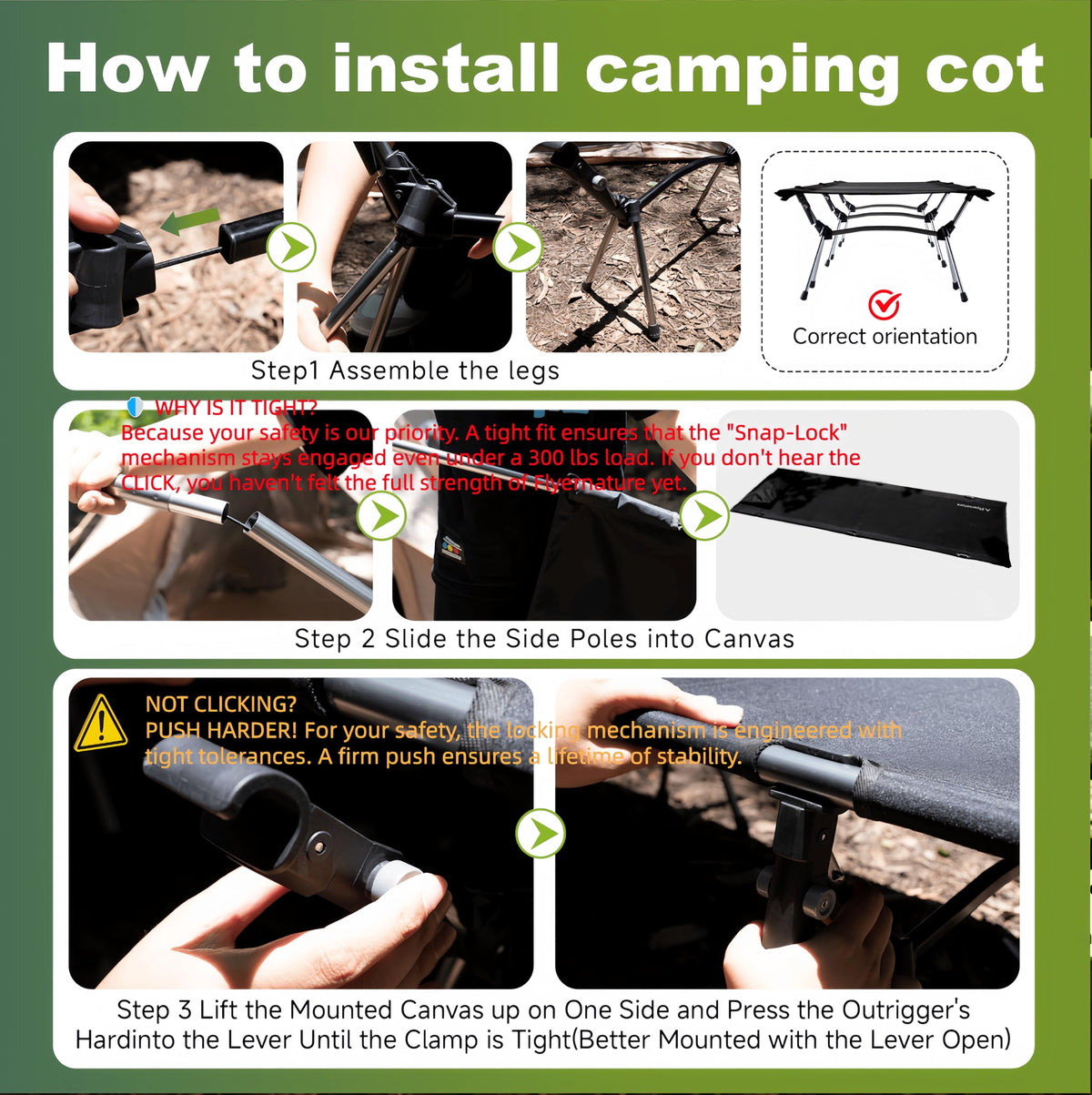 Lightweight Foldable Camping Cot 300 lbs Capacity P19355