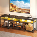 63 Inch TV Stand with Power Outlets & LED Lights, Black A423
