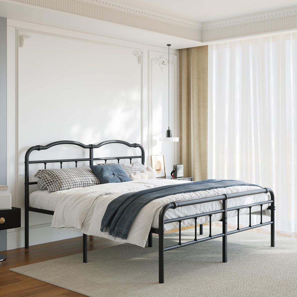 Queen Size 18 Inches Metal Bed Frame with Headboard V517085