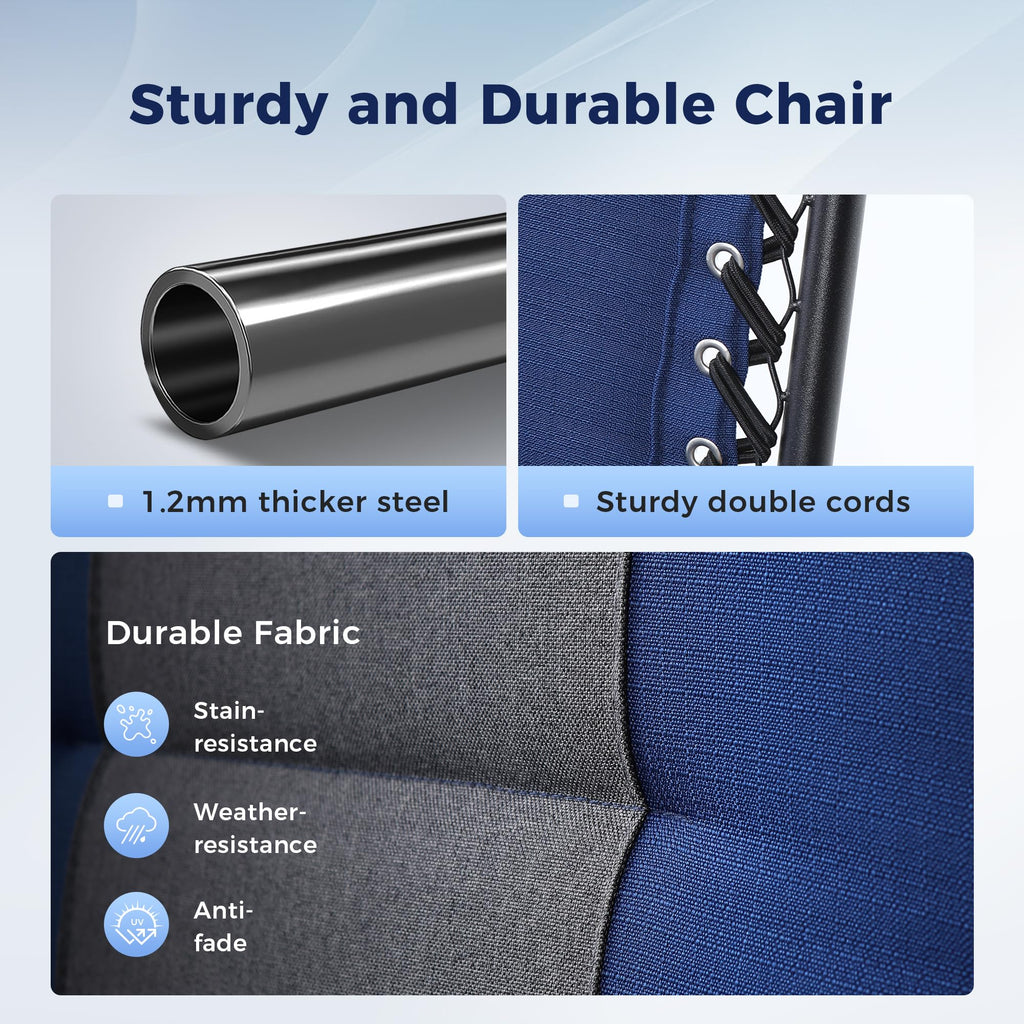 Oversized Padded Zero Gravity Chair Set of 2 Blue N872