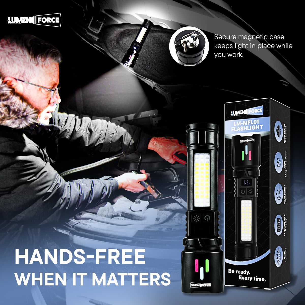 Magnetic Rechargeable Flashlight 1000 Lumen USB-C I10495