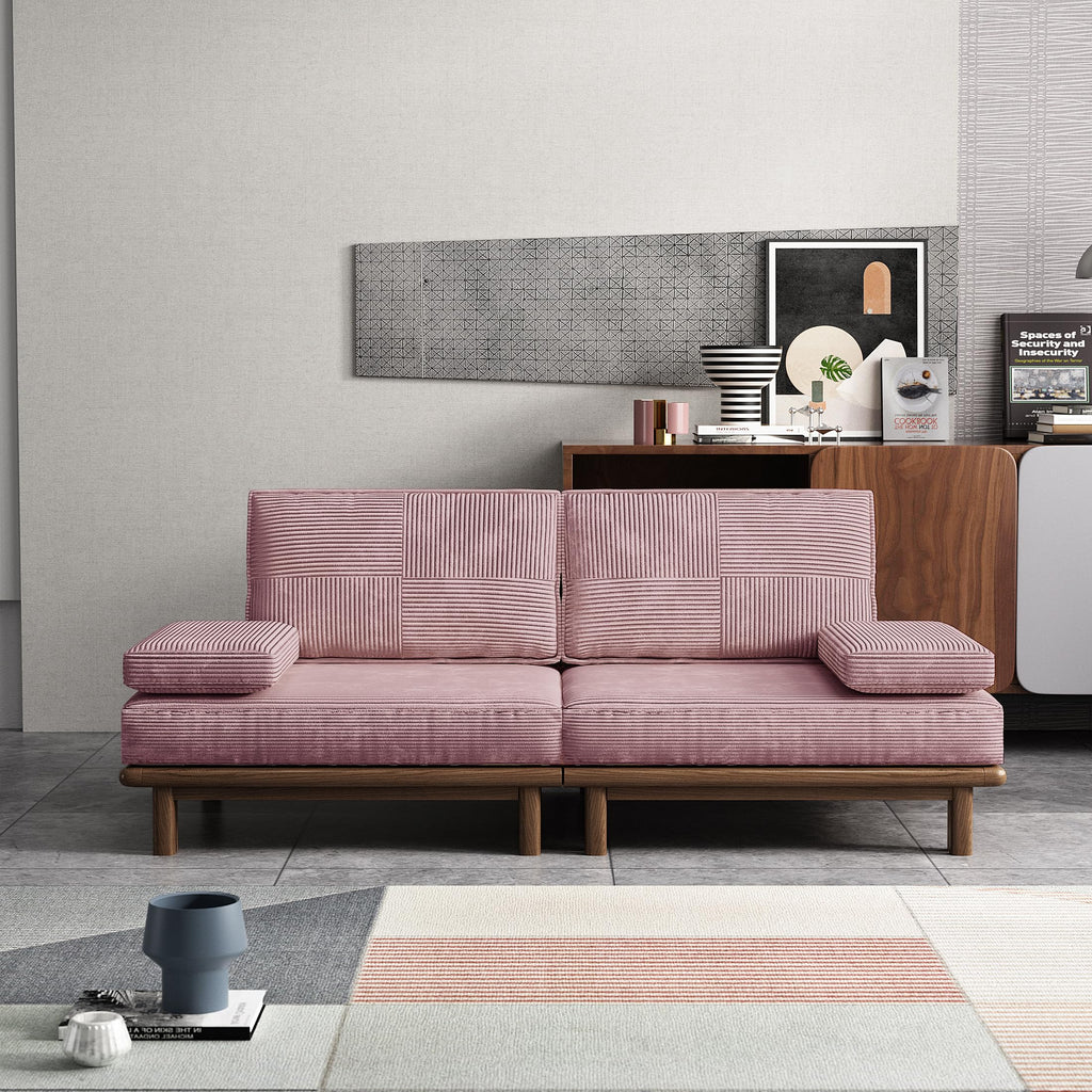 78.7" Pink Velvet Sofa Bed T974329