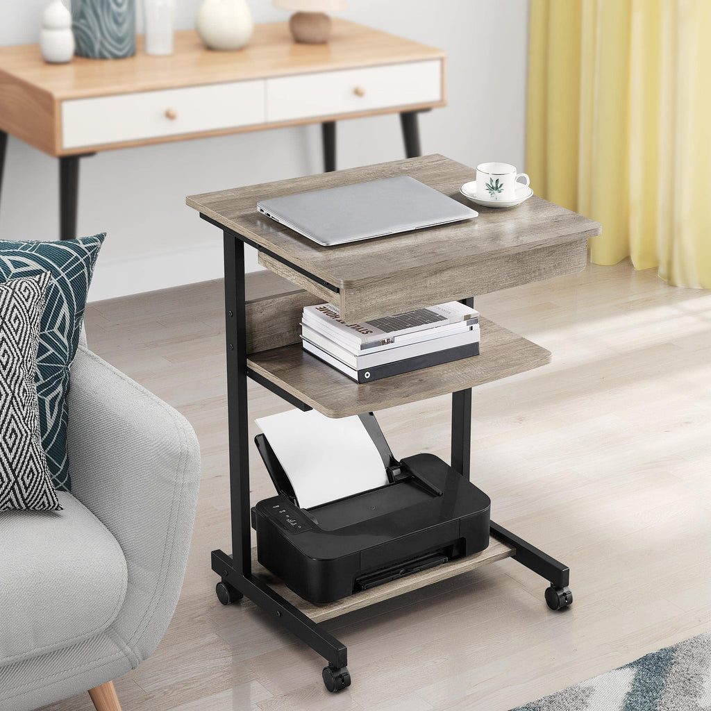 Gray 3-Tier Rolling Cart with Drawer F316448