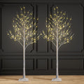 2 Pack 8FT 132 LED Lighted Artificial Birch Tree Warm White H564527