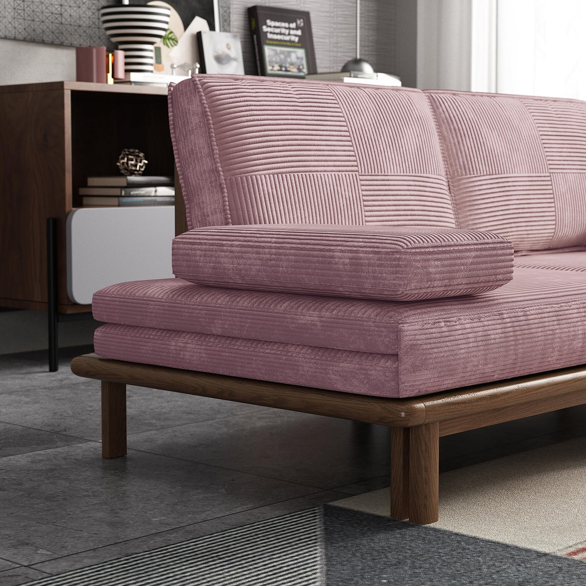 78.7" Pink Velvet Sofa Bed T974329