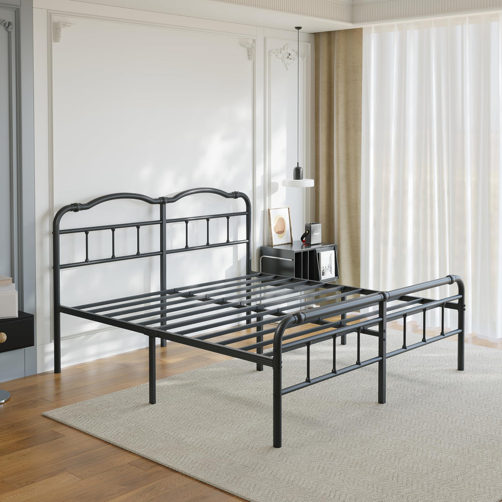 Queen Size 18 Inches Metal Bed Frame with Headboard V517085