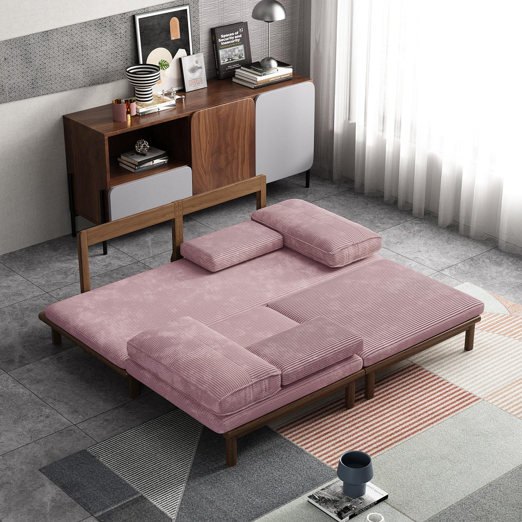 78.7" Pink Velvet Sofa Bed T974329