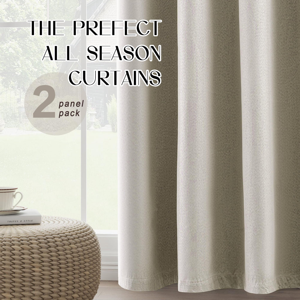 Blackout Linen Curtains 92 Inch 2 Panels H5051